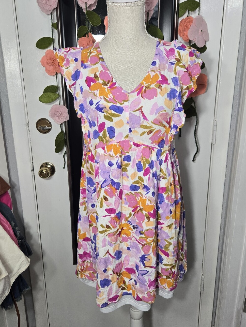 Andree By Unit Floral Women's Tunic Blouse Sz Small